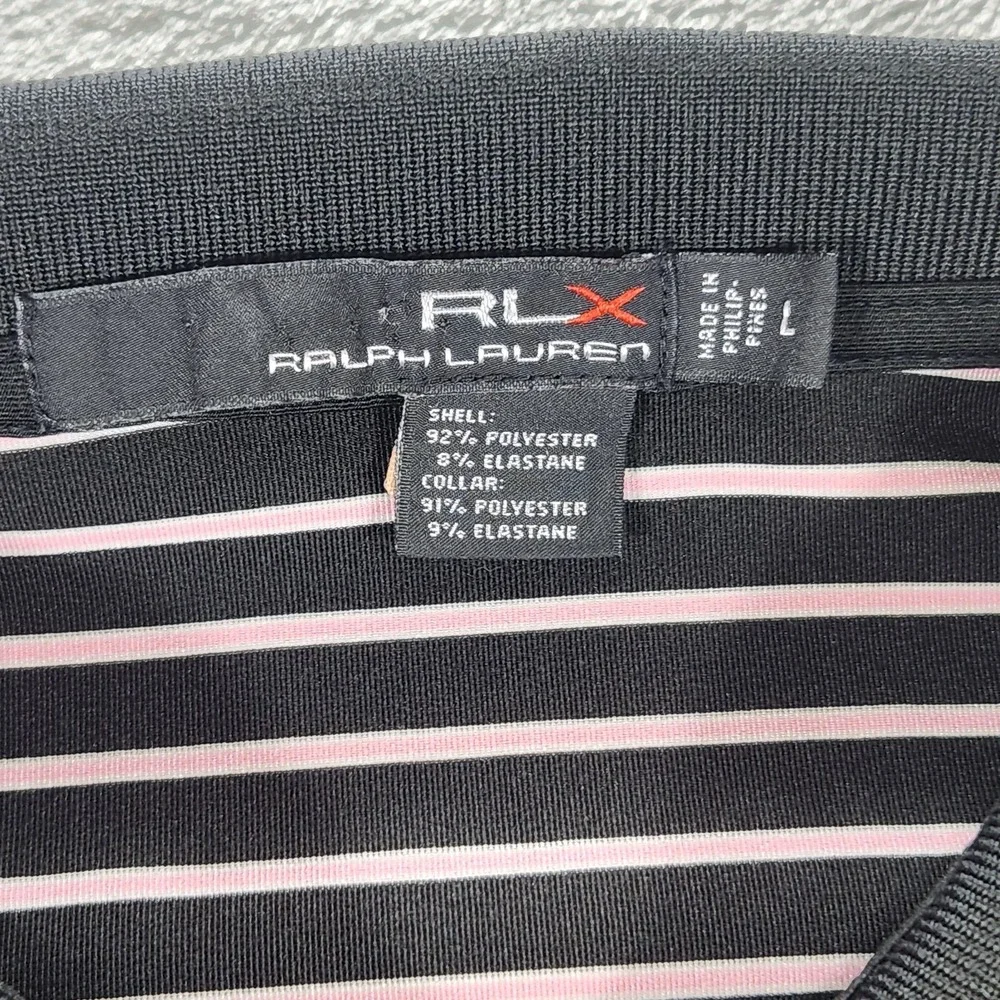 RLX Ralph Lauren Polo Shirt Mens Large Black Pink Philadelphia Cricket Club